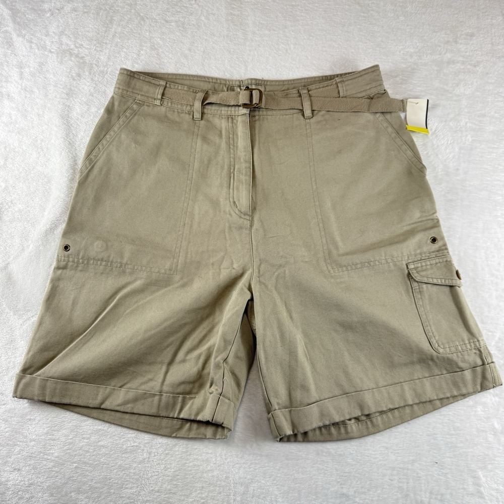 EMS‎ Cargo Shorts Womens 12 Khaki Belted Cotton Hiking Gorpcore Outdoorsy